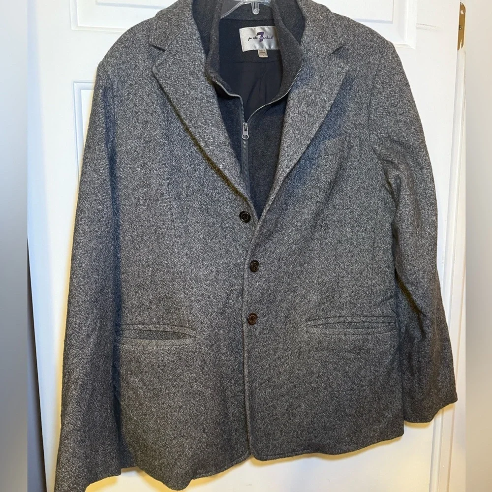 7 For All Mankind Wool Gray Tweed Single Breasted Blazer Zip Sweater Combo Large